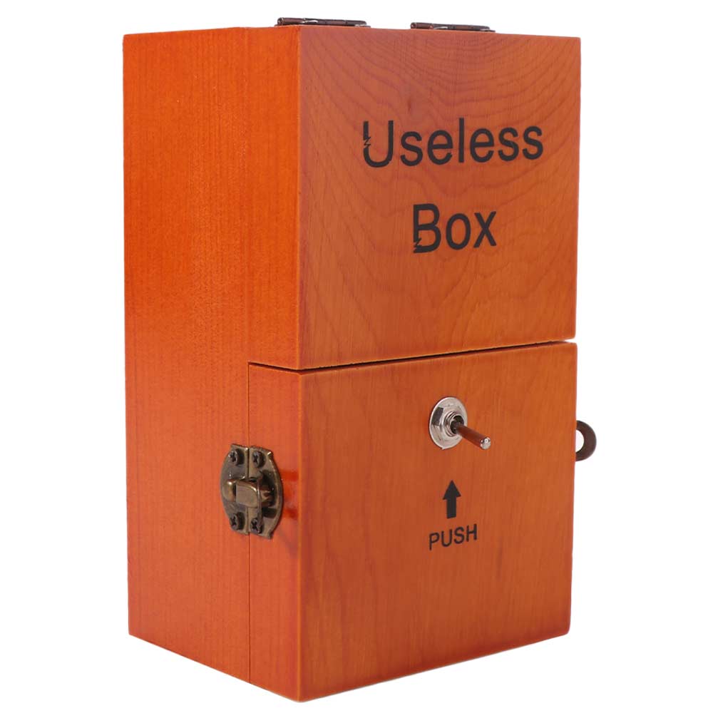 Leave Me Alone Electronic Useless Box Wood Color Wooden Useless Box Novelty Useless Box Kids Toy