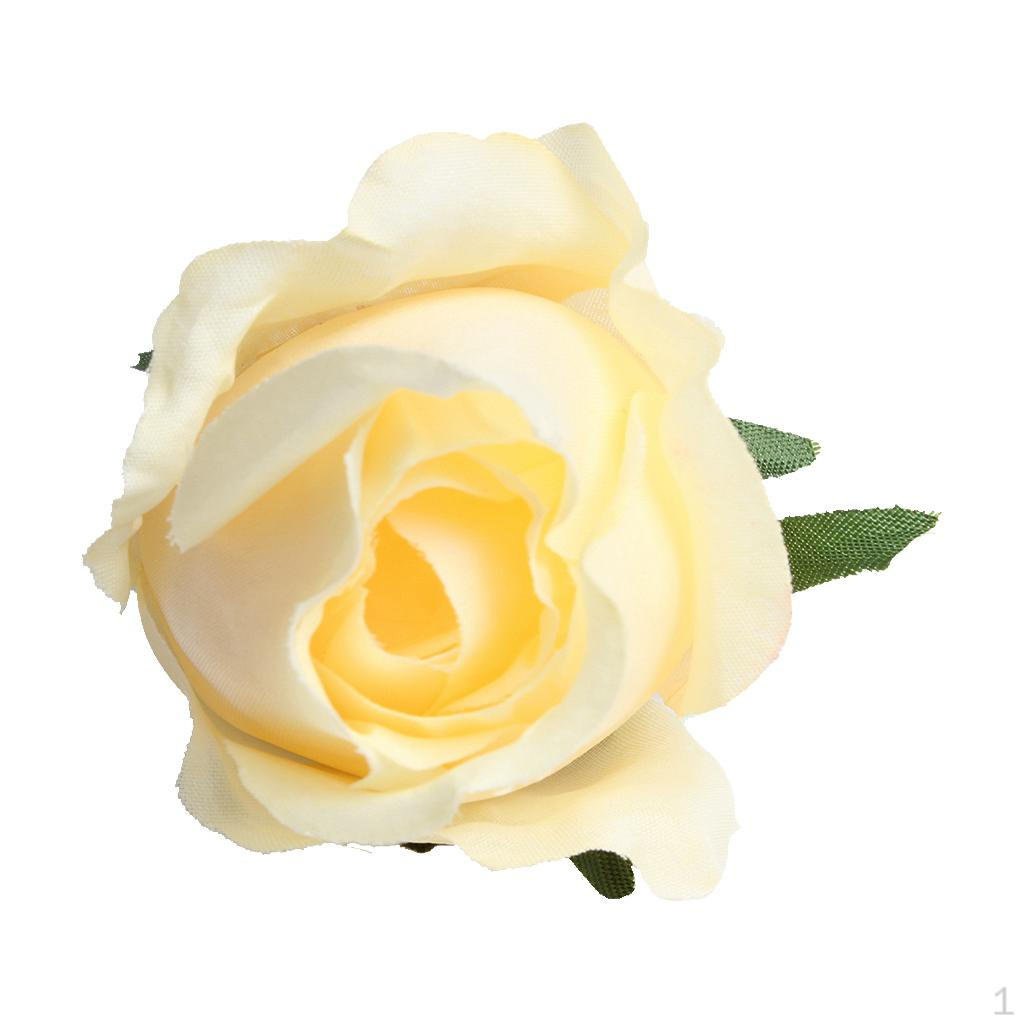 10 Pcs Artificial Roses Flower Heads Wedding Bouquets DIY Champagne