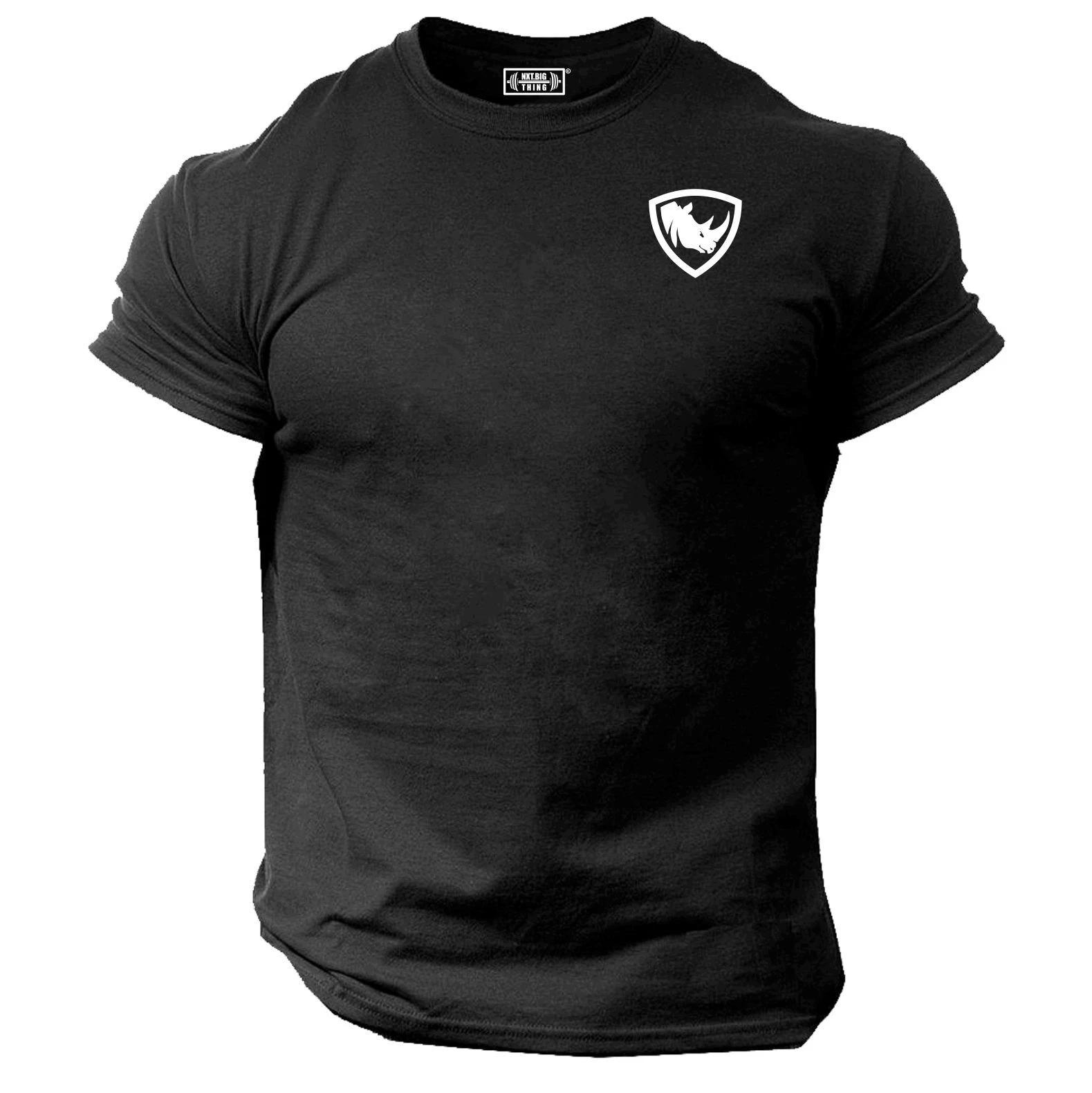 Rhino T Shirt Pocket Gym Clothing Bodybuilding Training Workout Exercise MMA Top L