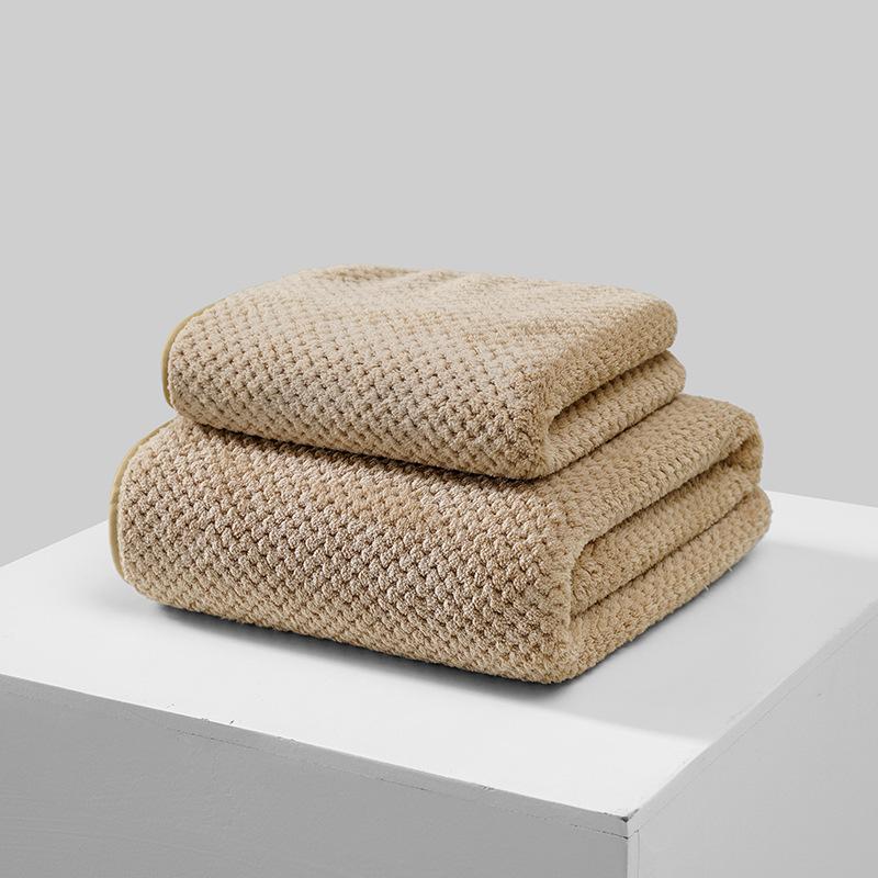 Large Size Bath Towels Set 90×170cm Pineapple Lattice Pattern Microfiber Material, Soft and Comfortable, Good Water Absorption