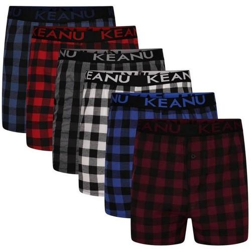 Keanu Mens Checked Cotton Blend Boxer Shorts (Pack Of 6)