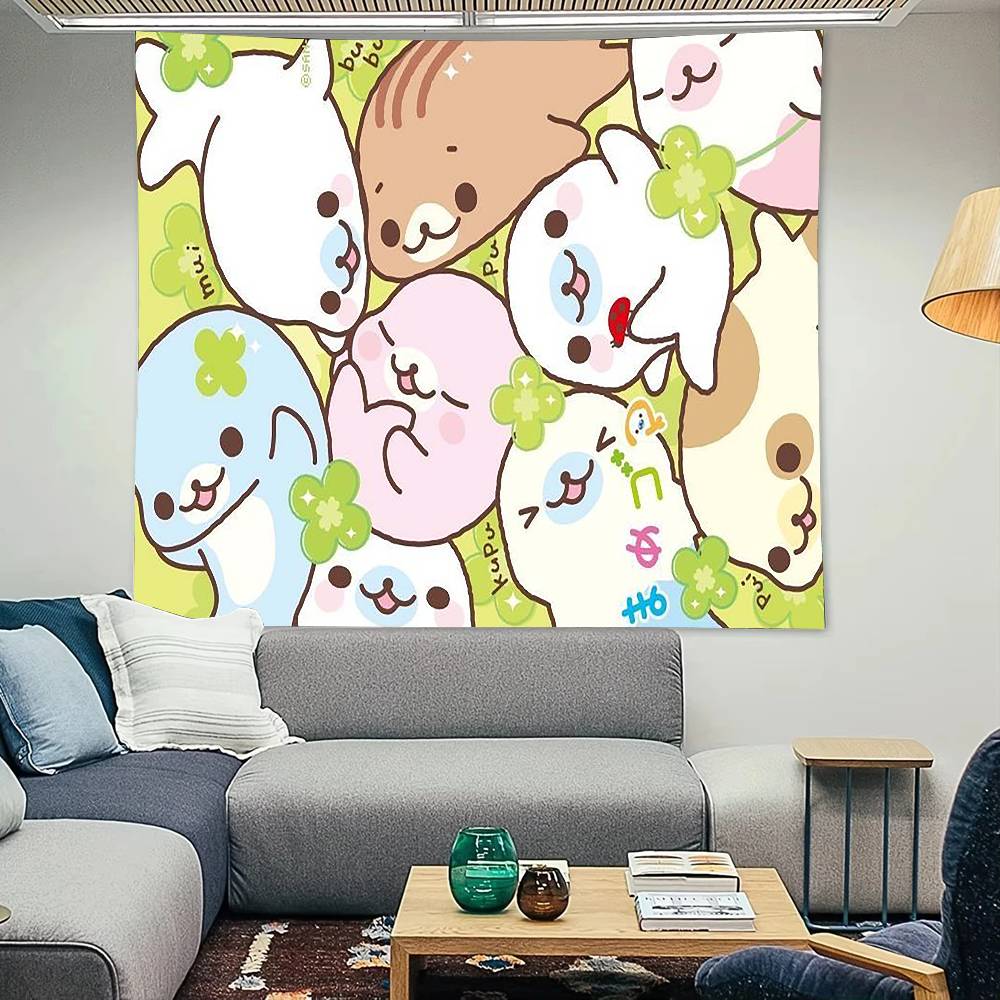 Decoración de Tapiz Kawaii de Dibujos Animados Lindo M-Mamegoma Dormitorio Habitación de Estudiantes Tela de Fondo Fiesta en Casa de Vacaciones Sala de Estar Club Tela