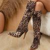 Fashion Eilyken Design Pointed Toe Thin High Heels Women Knee-High Boots Fashion Leopard Print Shoes Zipper Long Booties