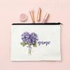 Personalized Makeup Bag Birth Month Flower with Name Cosmetic Case Monogram Toiletry Bags Wendding Birthday Holiday Gift for Her