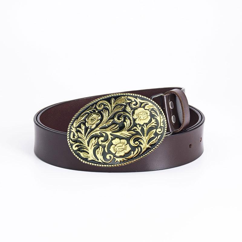 Higan Flower Ancient Official Belt Modegürtel Vollrindledergürtel