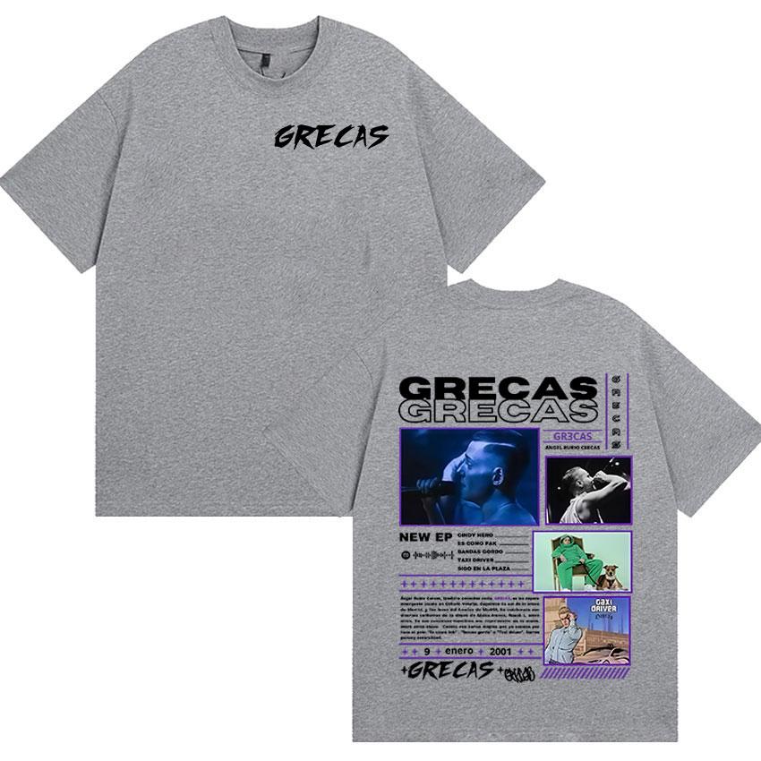 Rapper Grecas Tour 2026 Album Merch Tshirts Men Clothing Fashion Oversized Tshirt Casual Hot Sale Short Sleeve Tees Streetwear