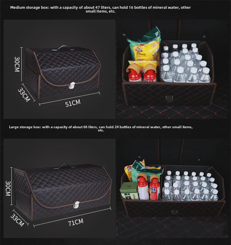 Foldable Leather Car Trunk Storage Box with Detachable Compartments