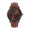 Men's Analog Quartz Watch Waterproof Braun Leather Strap Black Stylish Business Wristwatch Lightweight Easy-to-Read Gentleman Simple Father's