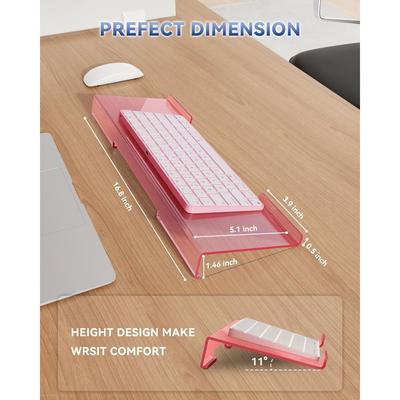 Durable 17 Inch Keyboard Stand Acrylic Tilted Keyboard Riser Stand Non-Slip Ergonomic Computer Keyboard Holder for Home Desk
