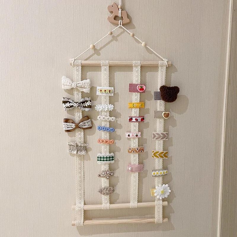 INS Wooden Baby Hair Clips Holder Princess Girls Hairpin Hairband Storage Pendant Jewelry Organizer Wall Ornaments Hanging