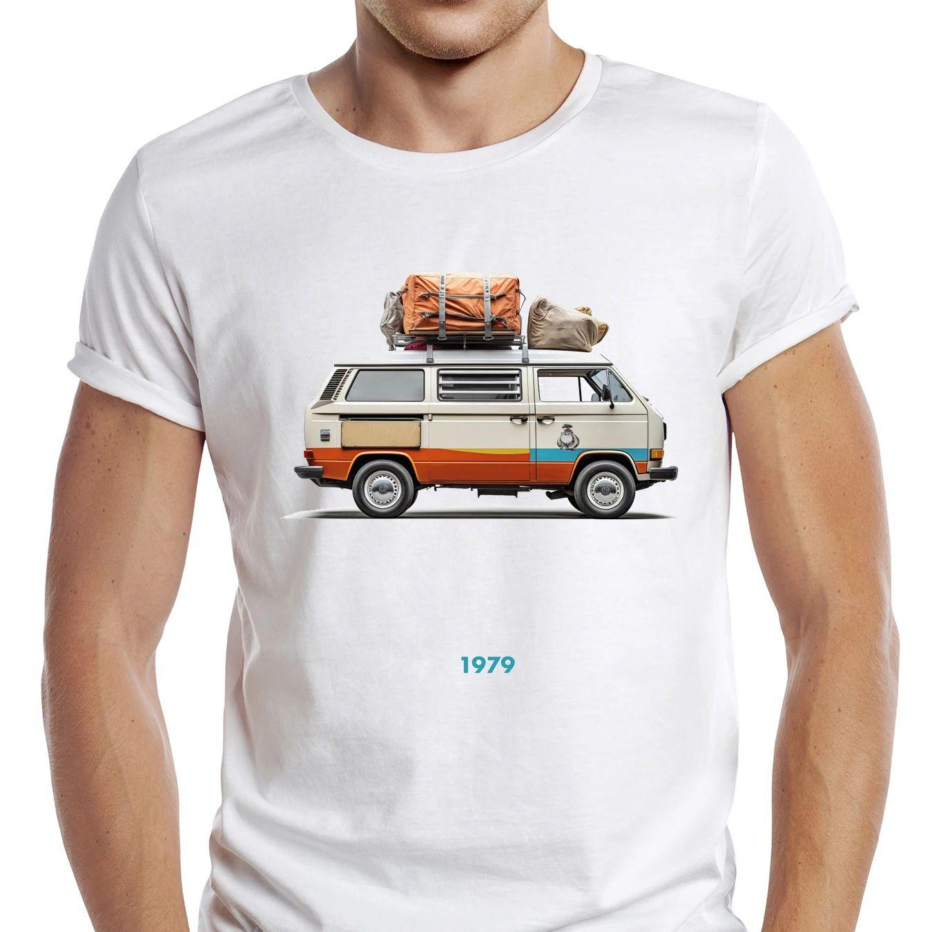 

TEEHUB Vintage Campervan Men T Shirt Casual Van Life Male Tops Hipster Retro Camper Bus Package Printed Tee 4XL
