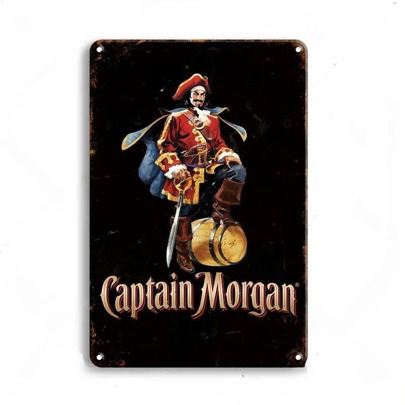 Vintage Trink-Rum Captain Morgan Blechschilder Poster Wanddeko Retro Metallschild Havana Club Bacardi Kraken Plakette Bar Kitsch