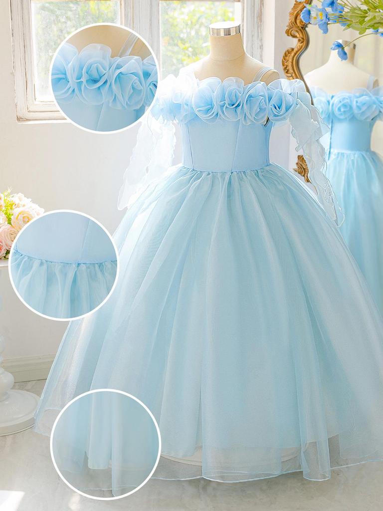 New Girls' Formal Princess Dresses: Cinderella Puffy Skirts & Floral Designs