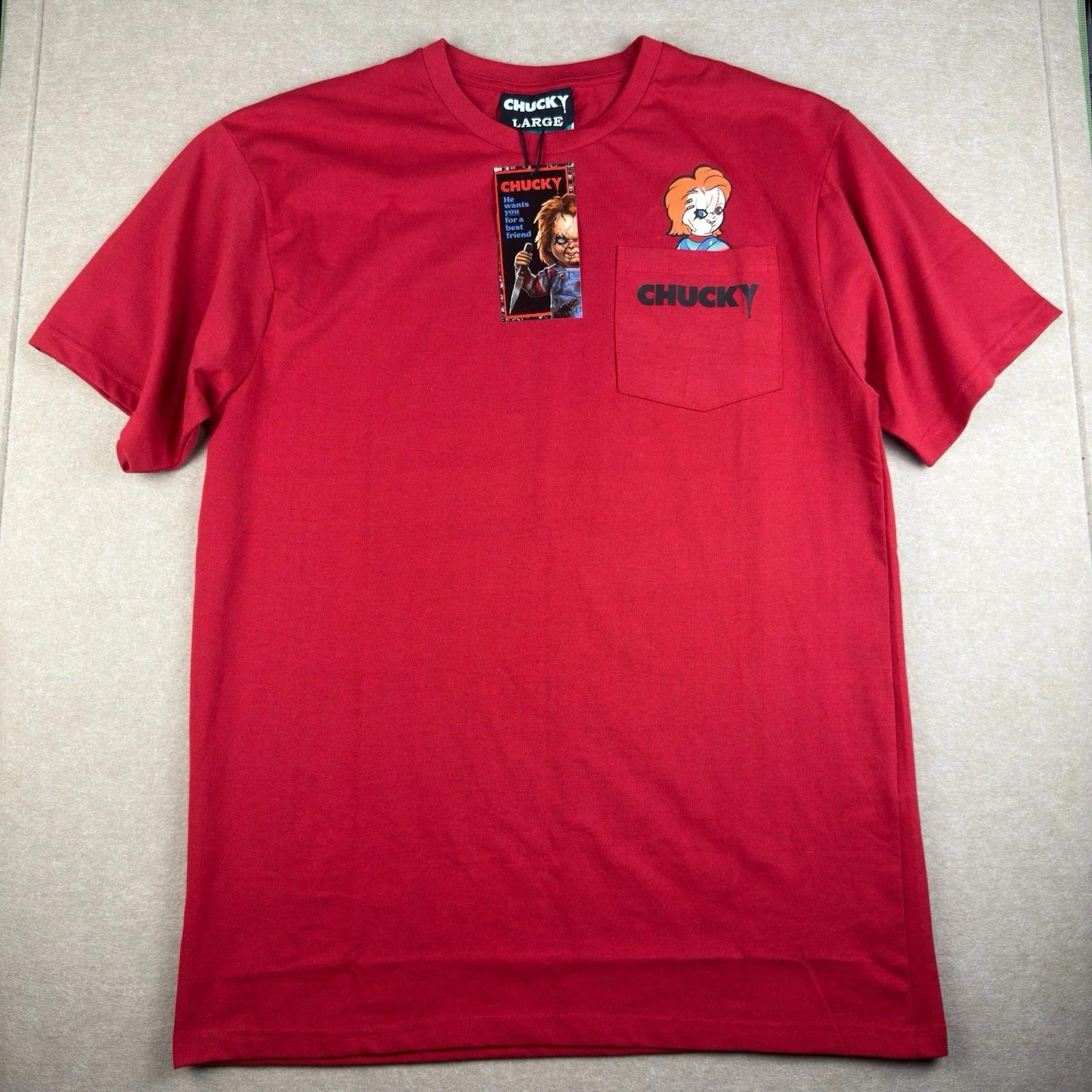 Chucky Shirt Men’s Large Red Pocket Child’s Play Halloween Horror Killer Doll 3XL