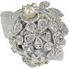 Artificial Wrist Silk Flower Boutonniere Wrist Bouquet Corsage Flower with Pearl and Diamond for Wedding Decor, Cocktail Party 1pc (Silver)