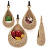 1pc Bohemian Wall Hanging Basket Storage Hooks for Fruits, Vegetables, Garlic& Onions with Wooden Decorative Kitchen and Home Organizer Baskets