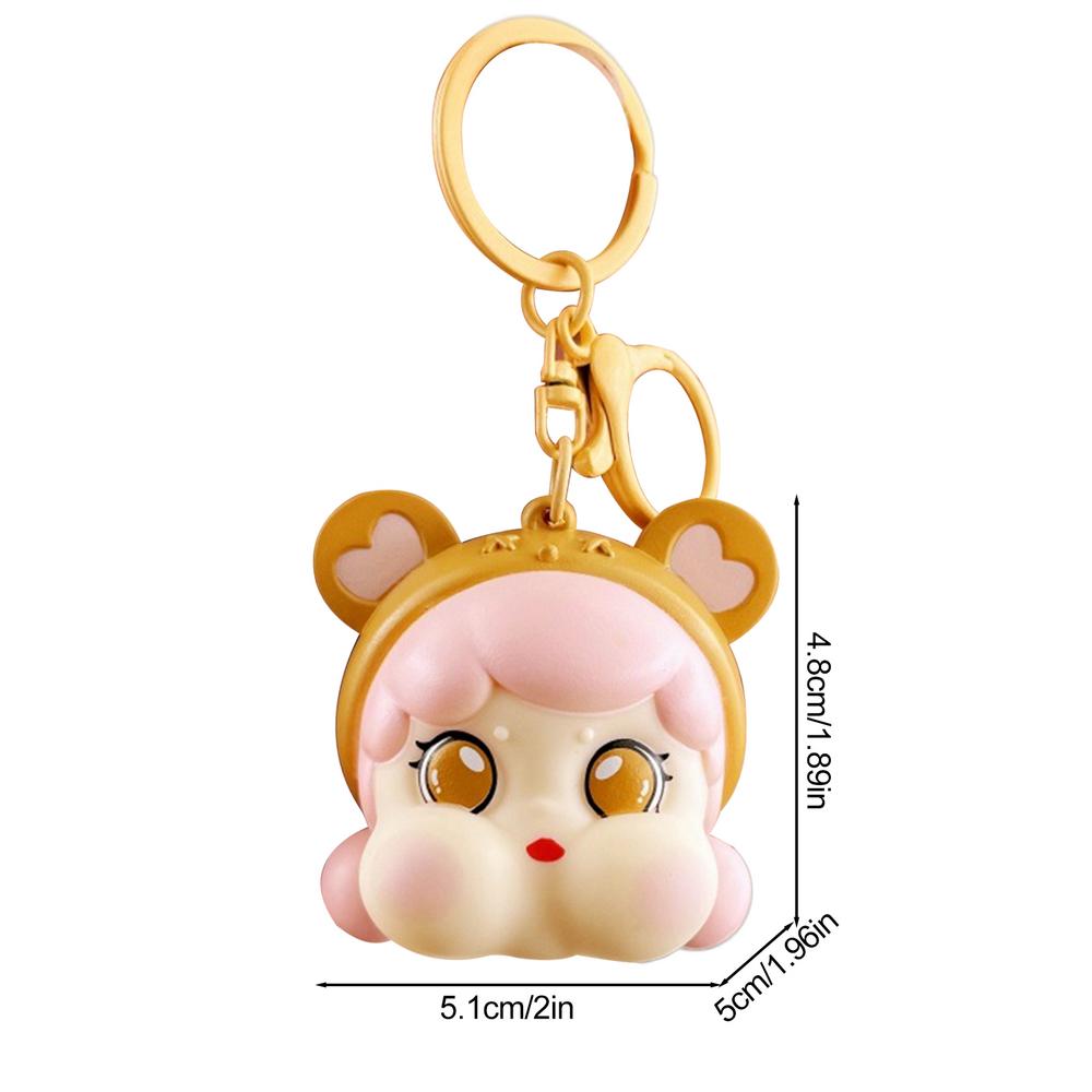

Cartoon Keychain Cute Girl Figure Backpack Pendant Adorable Keyholder Nightlight Cartoon Keyring рожевий