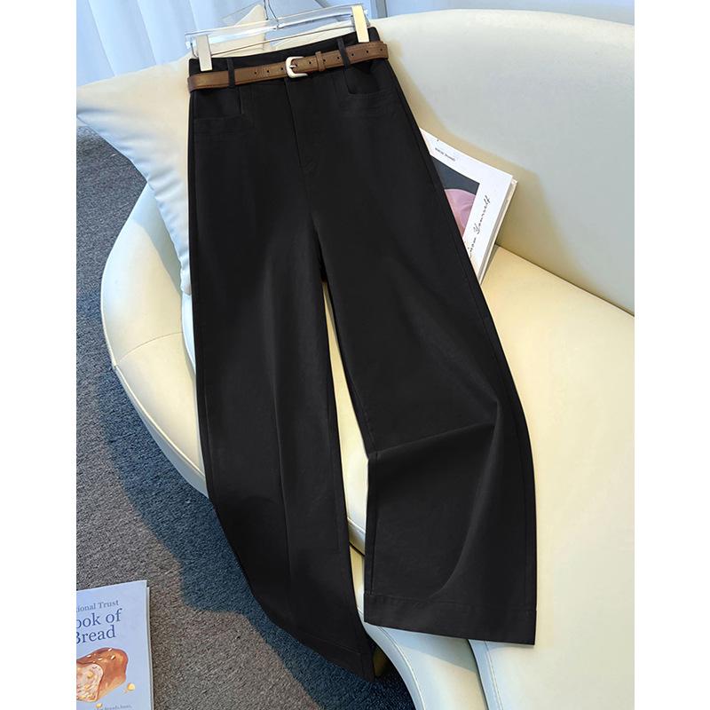 Women's Khaki High-Waisted Wide-Leg Pants - 2025 Autumn/Winter Slimming Versatile Casual Suit