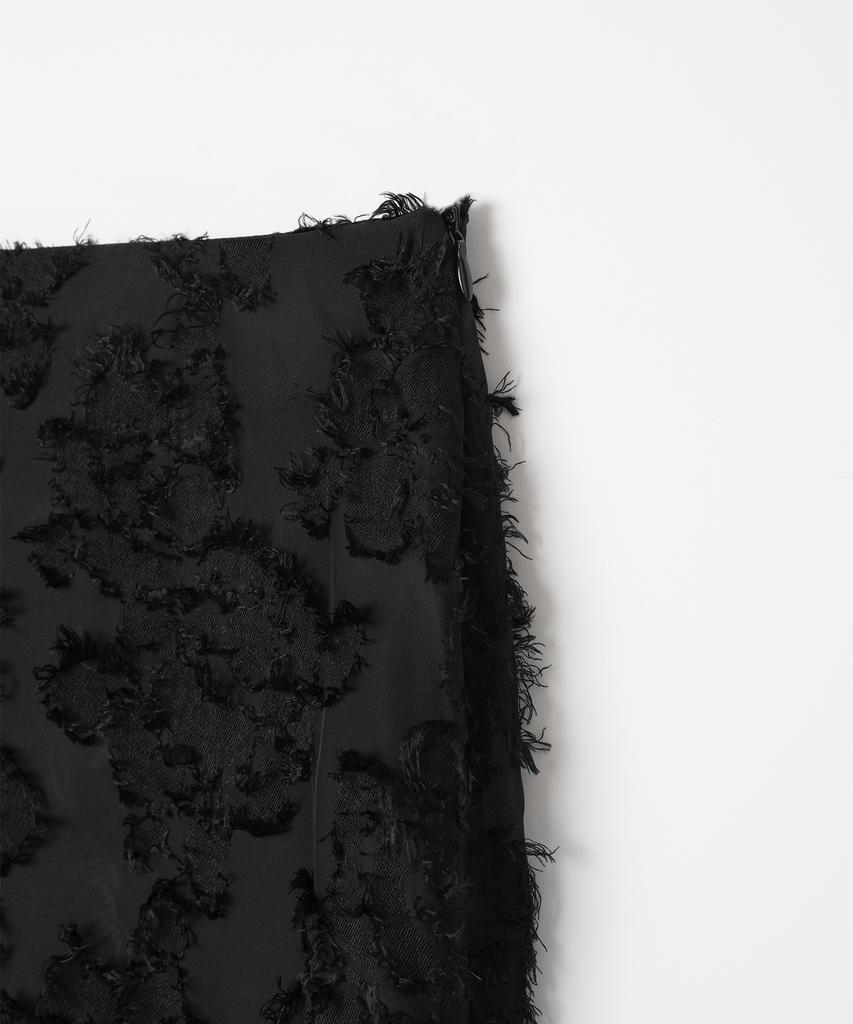 Milo Woman Sheer Ruffle Midi Skirt [Black]