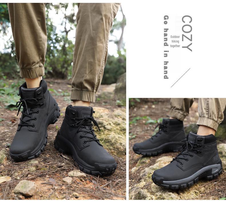 Men's Mid-High Top Outdoor Tactical Boots - Wear-Resistant, Fashionable Climbing and Hiking Shoes, Large Sizes Available
