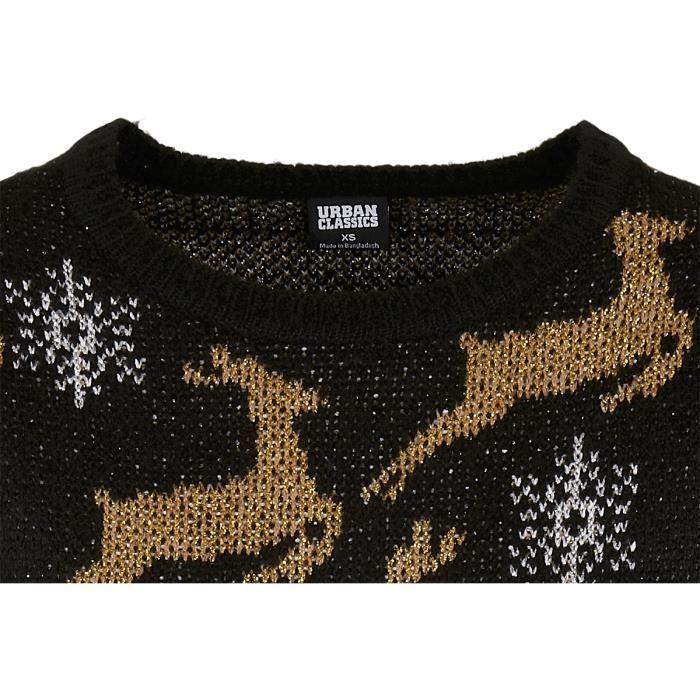 Pull De Noël Oversize Femme - Urban Classics - Noir - Col arrondi - Pour Adulte