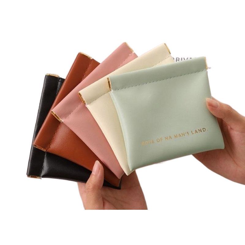 Auto-Close Wired Earphone & Coin Purse - Compact PU Lipstick/Makeup Bag