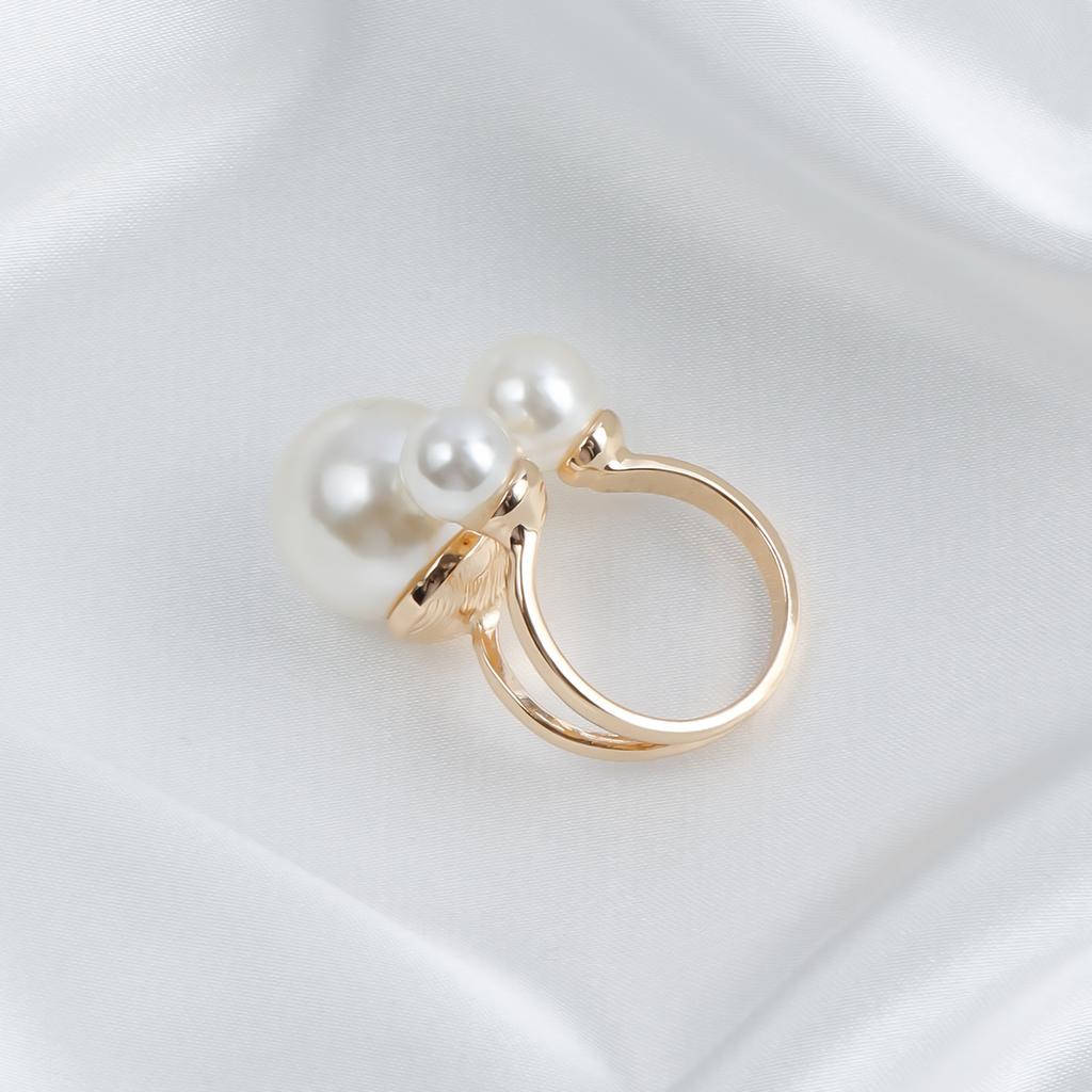 European and American rings, three imitation pearl metal base rings, French creative rings, trend joint rings