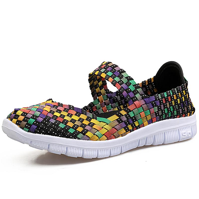 Kadın Moda Rahat Koşu Ayakkabıları Gökkuşağı Bayan Sneaker Örgü Örgü Kumaş Daireler Ayakkabı Boyutu 35-42