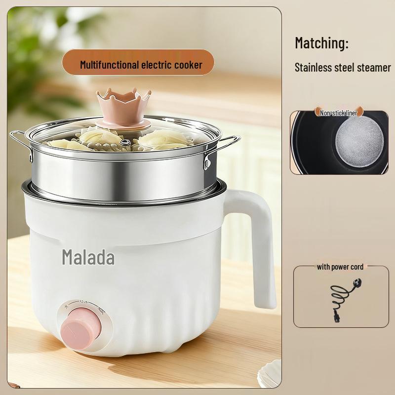 Compact Multifunctional Electric Cooking Pot for Dorms - Steamer, Boiler, Stir-Fryer, and Pan in One