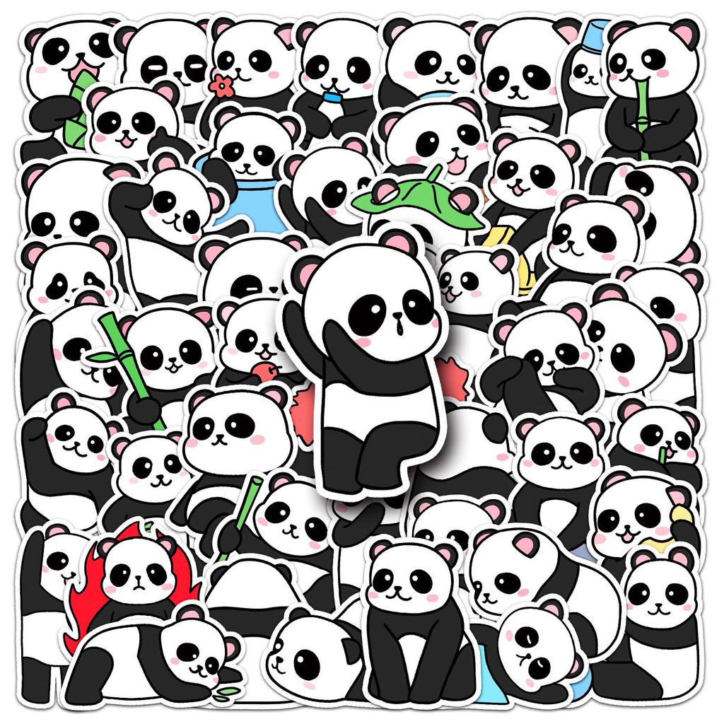 50 Cute Panda Cartoon Animal Stickers - Waterproof for Journal, Water Bottle, and Phone Case Decoration