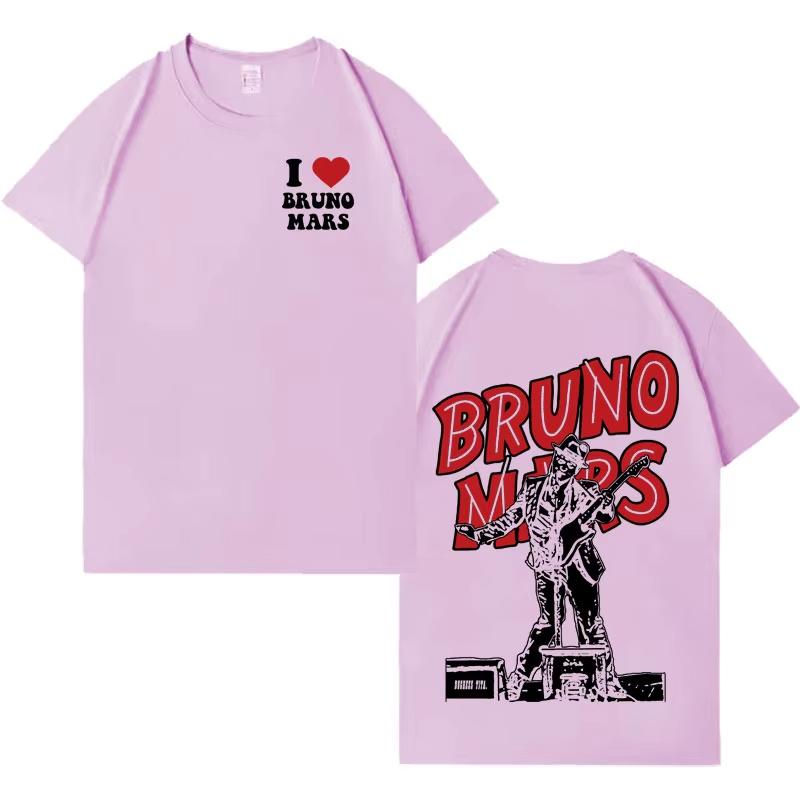 2026 Rapper Bruno Mars Hip Hop Double Sided Print T Shirts Mens Aesthetic Tshirt Casual Summer Tee Shirt Unisex Streetwear
