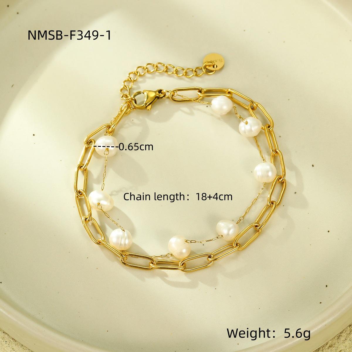 GEMCHIC Women s Double Layer Pearl Chain Bracelet Stainless Steel Fashion Jewelry