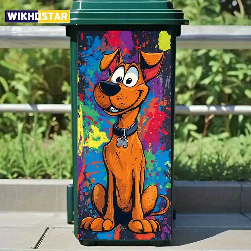 Adorable Cartoon Dog Rubbish Bin Stickers - Funny Kitchen Decor, Removable And Waterproof Vinyl, Home Decoration Wall Decals