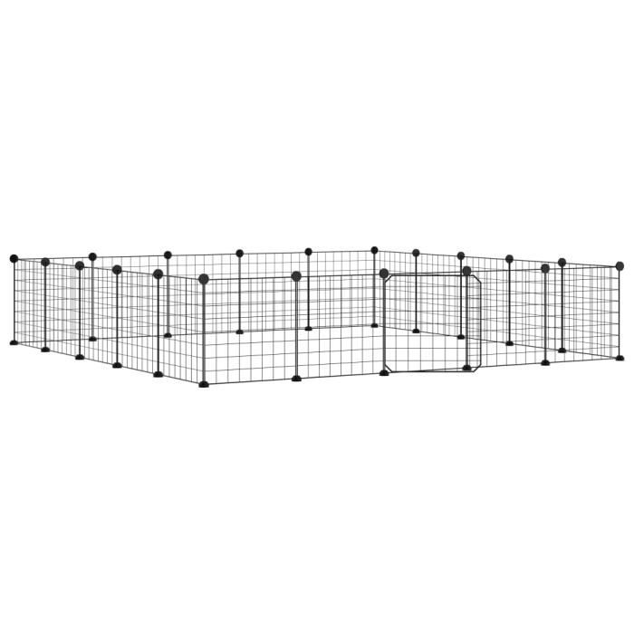 3114019 vidaXL Cage animaux de compagnie à 20 panneaux et porte Noir 35x35 cm