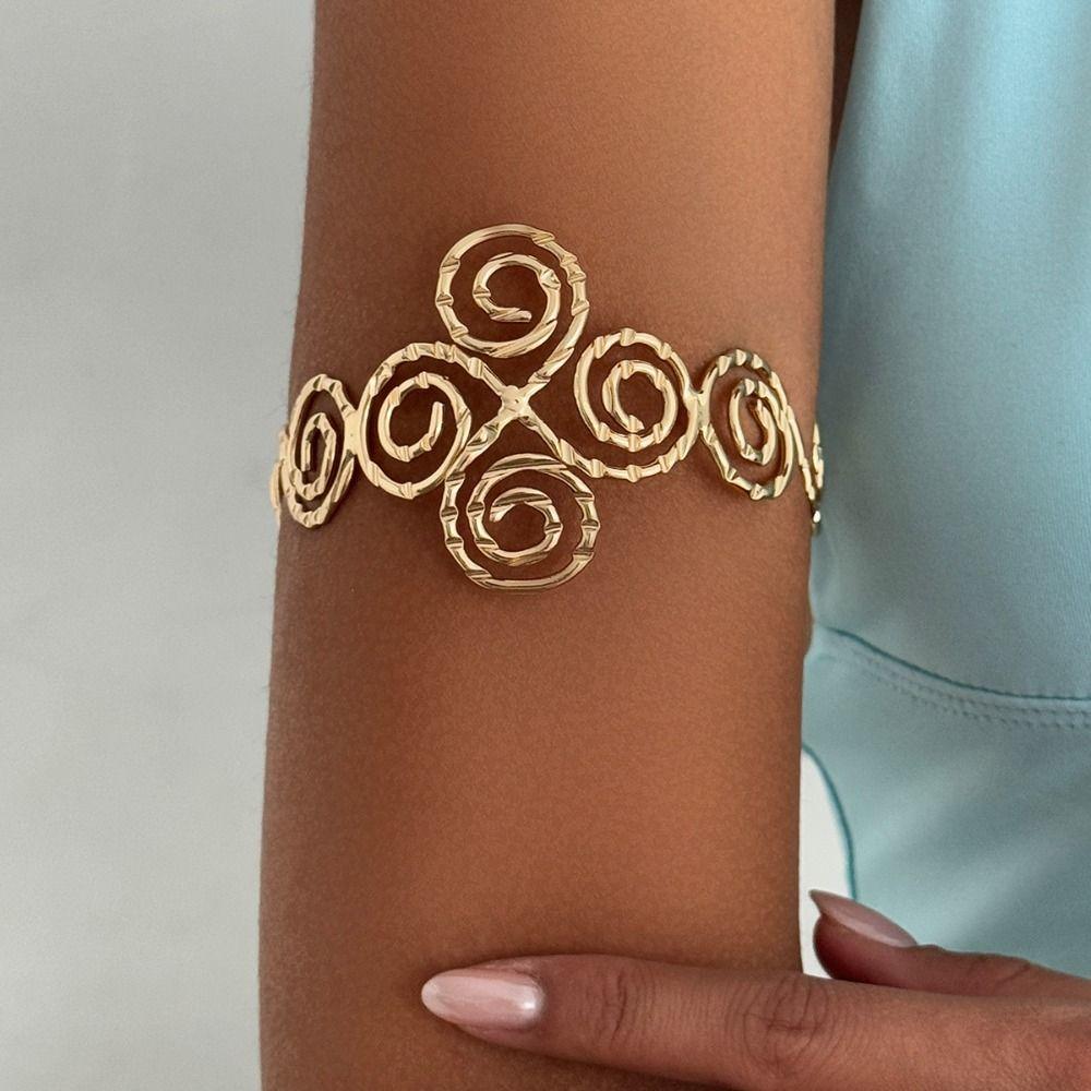 Hollow Out Geometric Spiral Bracelet Adjustable Arm Ring Exquisite Gold Jewelry  Arm Accessories