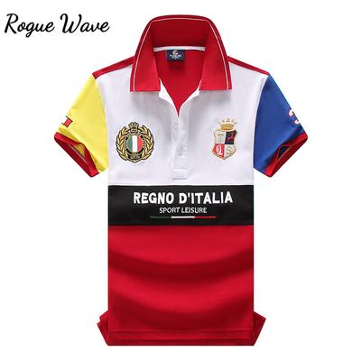RogueWave New Short Polos for Men Fashion Casual Polos Stretching Cotton Men's Polo Big Size XS To 7XL