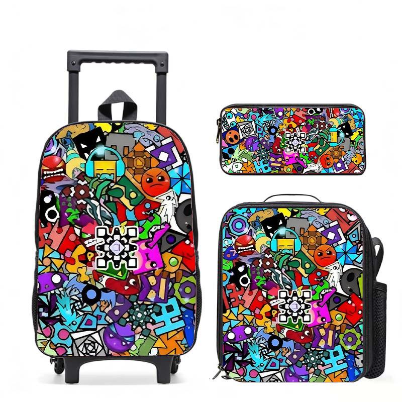 Geometrydash Backpack Geometrydash Elementary And Secondary School Printed Tie Rod Backpack