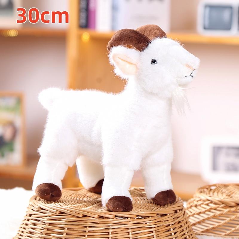 1Pcs Realistic Goat Plush Stuffed Toy With Soft Fluffy Material And Lifelike Design For Home Decor Kids Birthday Holiday Gifts