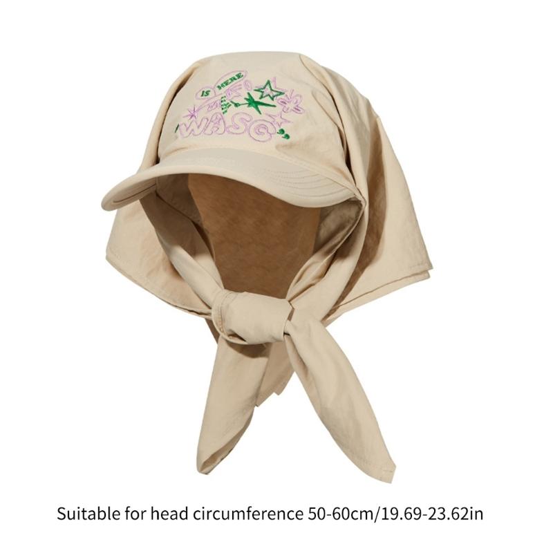 Quick Drying Baseball Hat for Women Girls Embroidery Headscarf Adjustable Hat