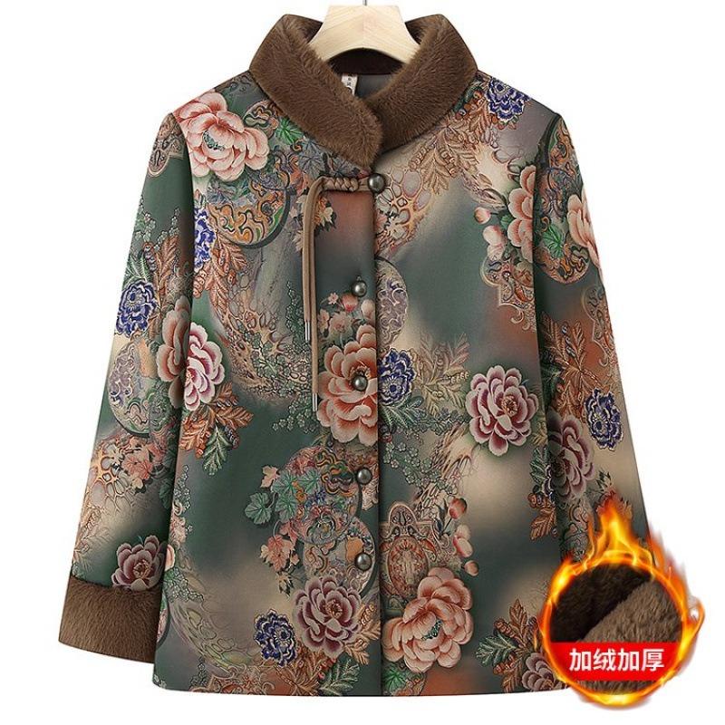 

Пожилой мужчина бархатная хлопковая куртка с утолщенной хлопковой подкладкой зимняя куртка воротник-стойка теплая одежда жена хлопковая куртка 5XL [recommended 150-80kg] зелёный