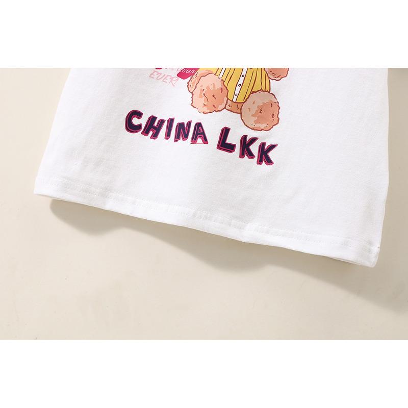 Chlapecké tričko Polorukáv Dětské Krátký rukáv Kreslený Medvídek Čistá bavlna Dětské letní oblečení pro miminko