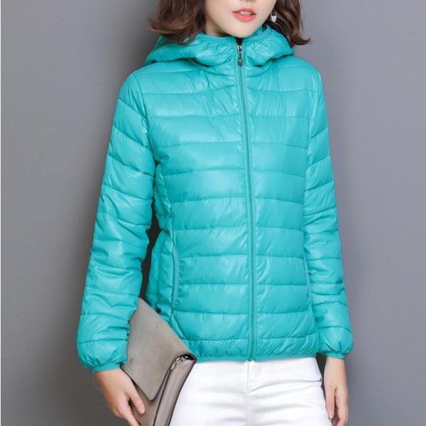 Chaqueta Plumífero Ultraligera para Mujer con Capucha Invierno Chaquetas de Plumón de Pato para Mujer Parka de Manga Larga Slim con Cremallera Abrigos