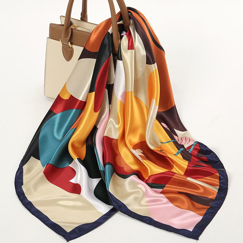 Fashion Headscarf Satin Square Scarf for Women Neckerchief Female Silk Shawl Foulard Hijab Headband Hair Bands Bandana