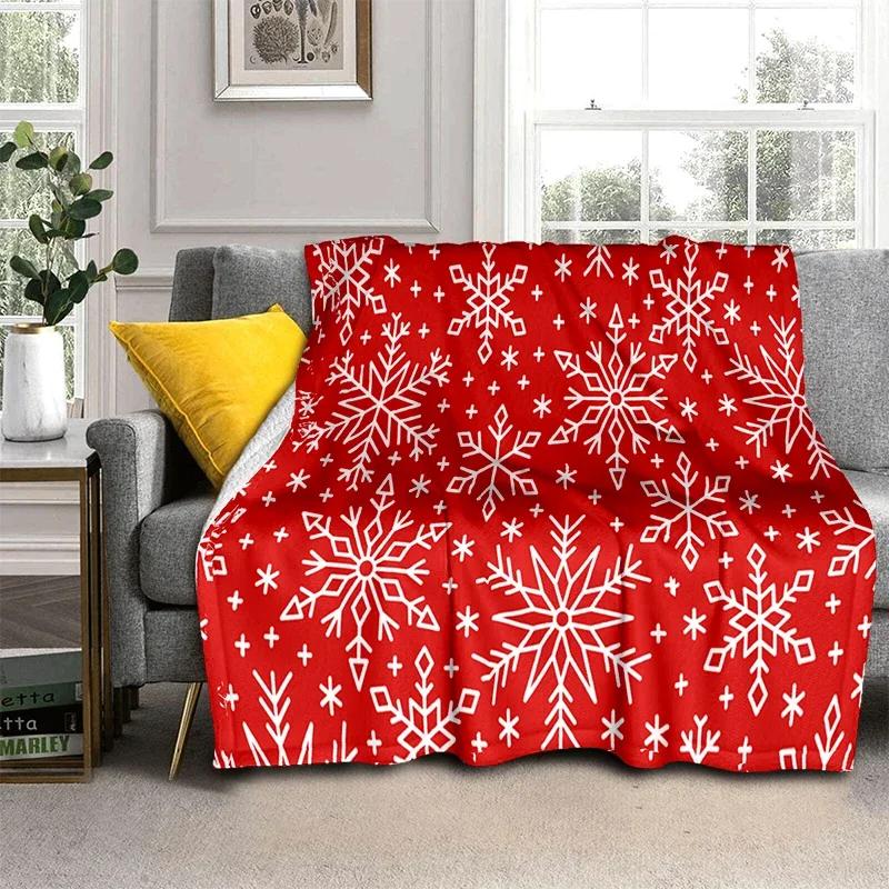 Snowflake Christmas Theme Flannel Throw Blanket Soft Lightweight Warm for Living Room Bedroom Bed Sofa Couch Kids Adults Gifts