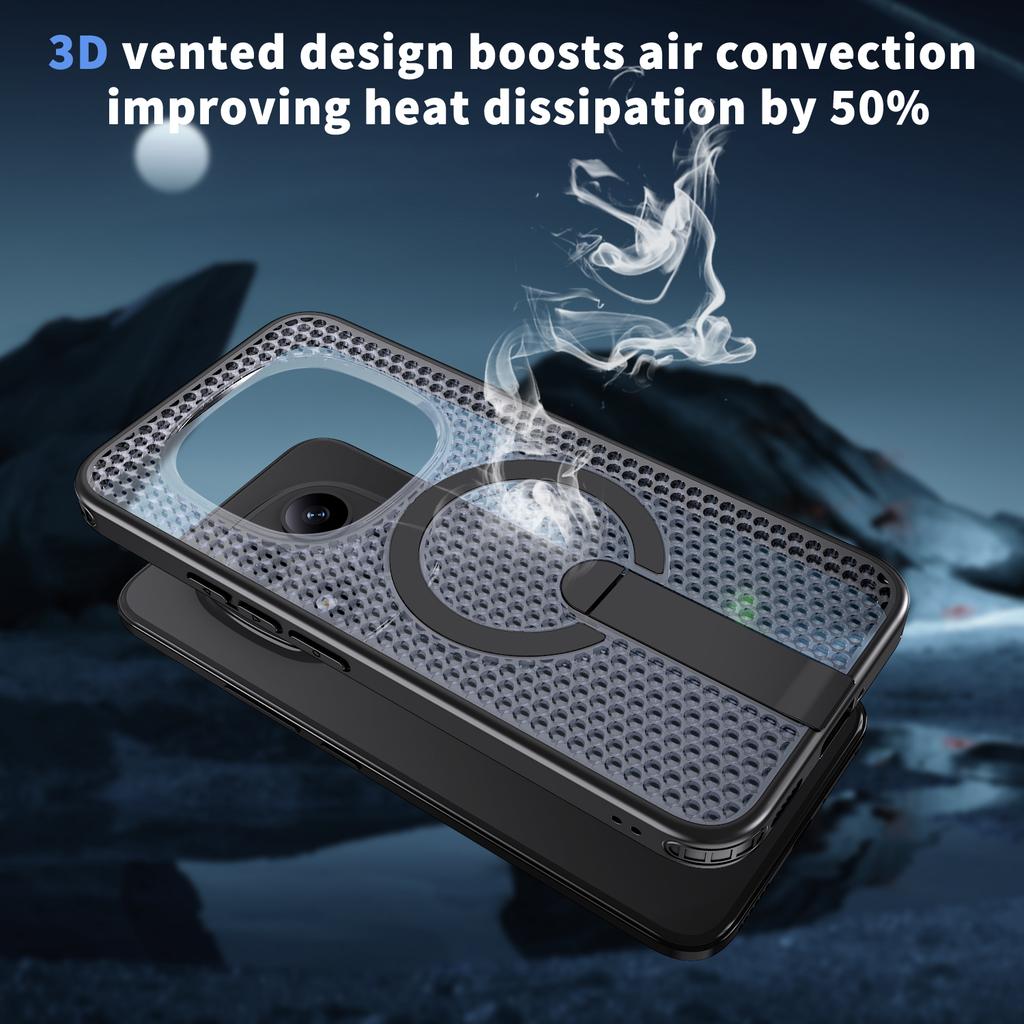 Für Xiaomi Redmi Note 15 Pro 5G (Global) Magnetische Hülle Ständer Gitterstruktur TPU PC Handy Rückabdeckung