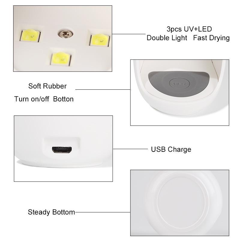 Mini USB UV Nail Dryer Machine Nails Gel Curing Lamp Light