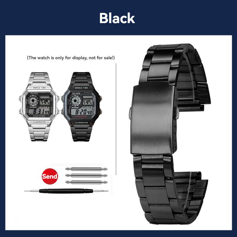 Cinturino in acciaio inossidabile da 18 mm Per Casio Quadrato Piccolo 3299 AE-1200WH/1300WH W-218 AE1200 cinturino in metallo 18mm Braccialetto
