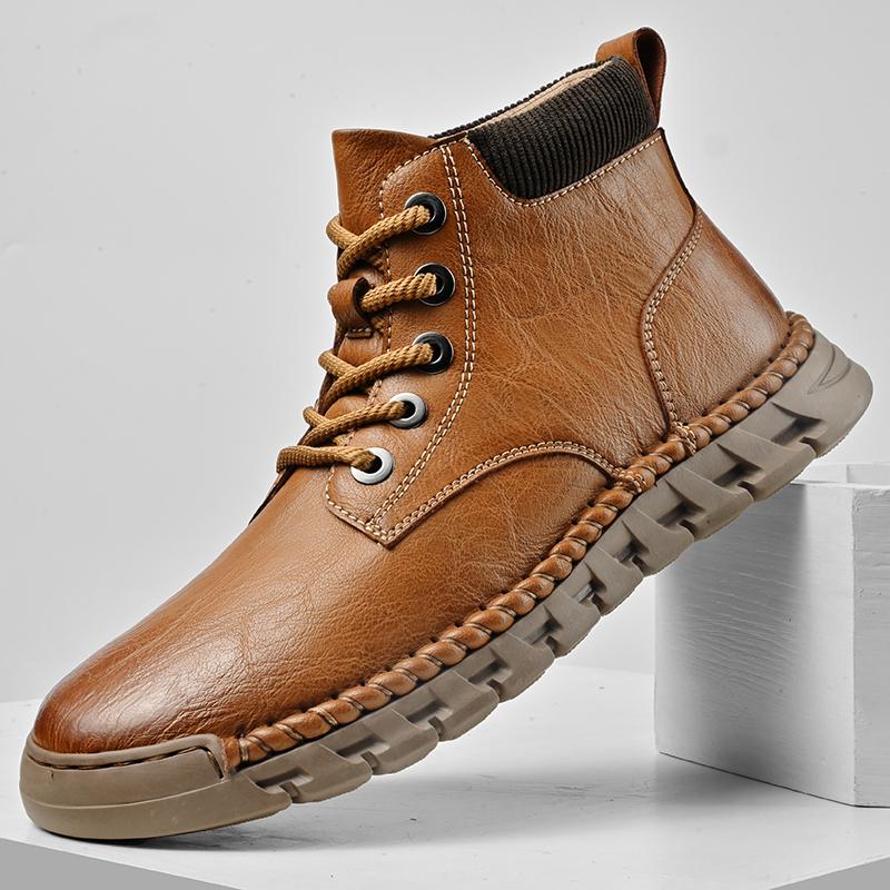 Handmade Men Boots Ankle Winter Leather Shoes Autumn Outdoor Hiking Boots Sneakers  High Top Footwear Anti Slip