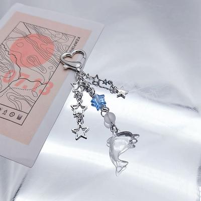 Five-Pointed Starfish Dolphin Pearl Enamel Keychain Beautiful Sea Beach Pendants For Making Handmade Diy Car Hanging Chain