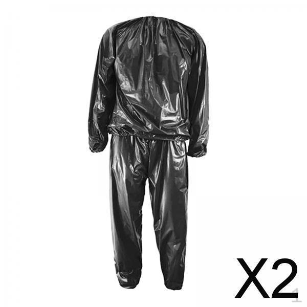 2x Heavy Duty Fitness Weight Loss Sweat Sauna Suit Anti Exercise Gym Running PVC Slimming Full Body